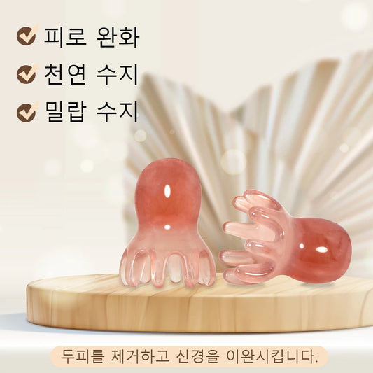 Cute Octopus Scalp Massage Comb (Resin)|Korean Hair Care, Stress Relief, Anti-Hair Loss, Portable Head Massager for Home & Trave
