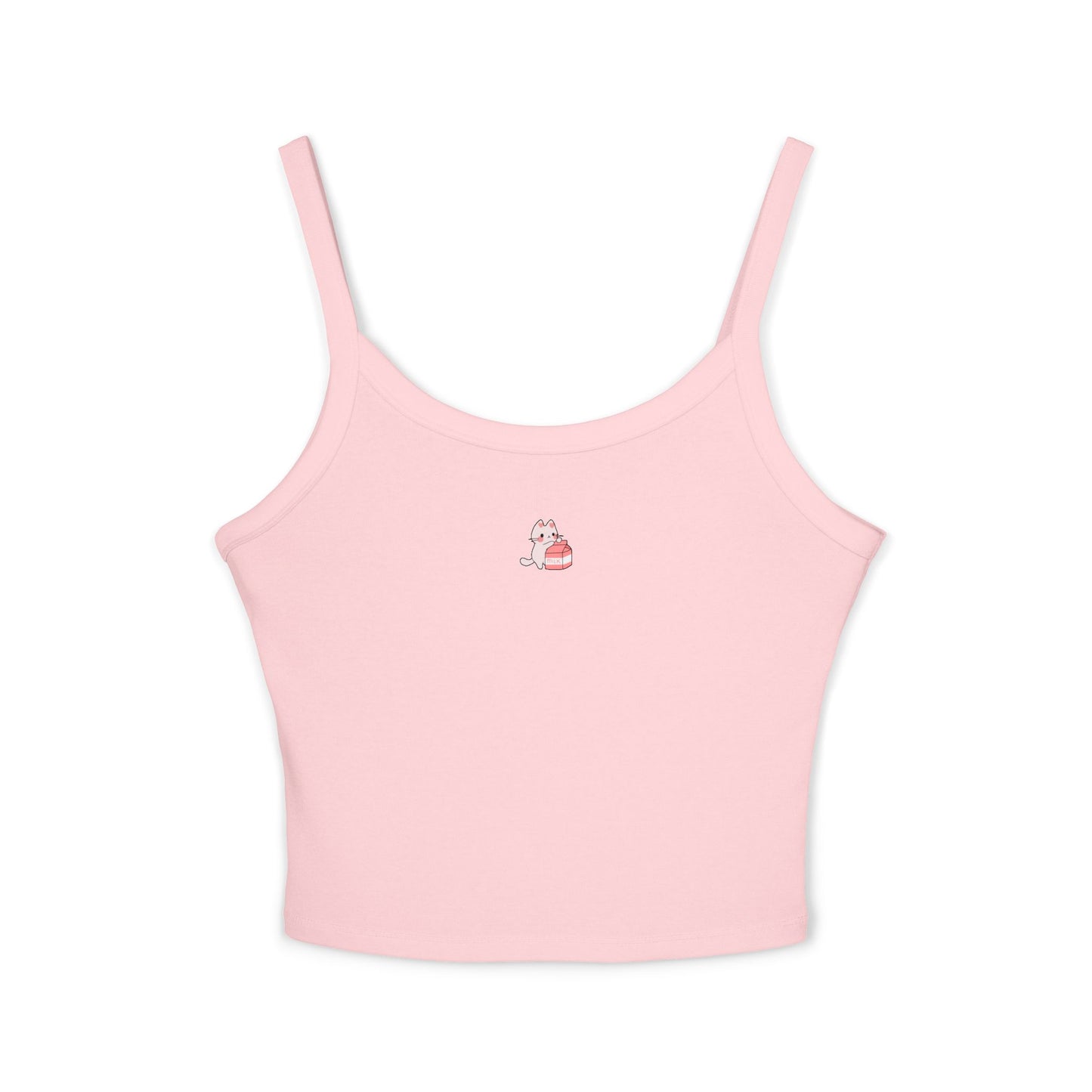 Cute Pink Cat Crop — Women's Spaghetti Strap Tank Top