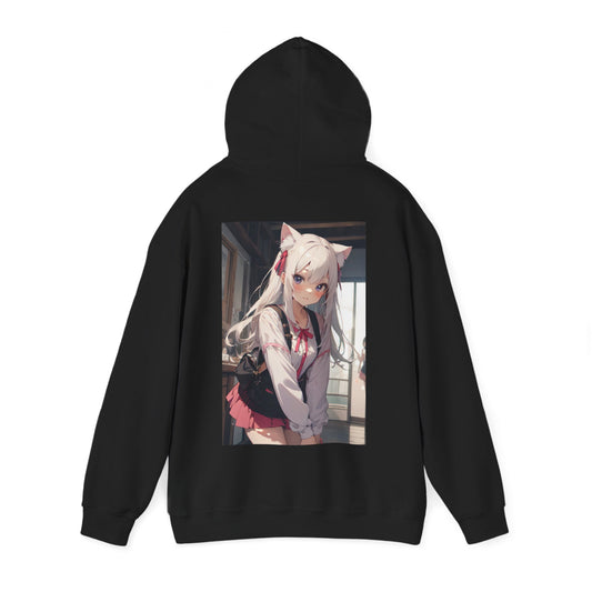 Anime Schoolgirl Hoodie — Cute Blonde Kawaii Girl Back Print