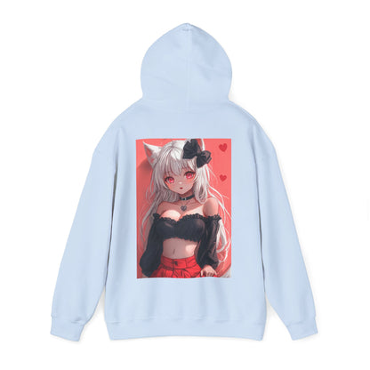 Anime Cat Girl Hoodie — Red Heart Kawaii Aesthetic Sweatshirt