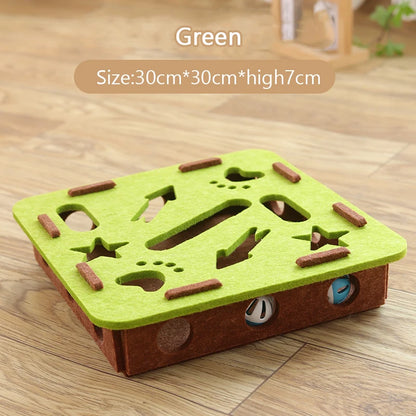 Pet Cat Puzzle Maze Holes Toys Felt Box With Bell Ball Kitten Playing Toys Interactive Funny  Cat Supplies