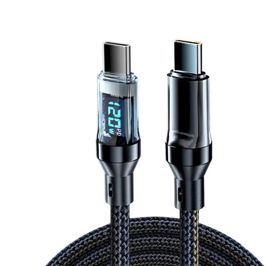 NNBILI 120W C-C and A-C Cable Phone Super Fast Charging Cable With LED Display Data Cord not for iPhone xiaomi Samsung